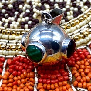 Very RARE sterling silver harmony bell pendant with semi-precious stones 🌼